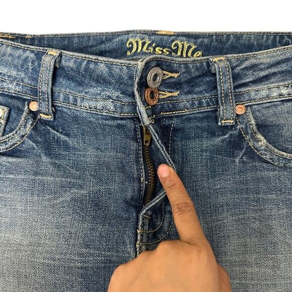 Missme Rare Y2K Denim Plaid Studded Gem Micro Mini Skirt Size Medium‎ Low Rise - Picture 10 of 12